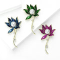 Alloy Enamel Pearl Lotus Brooch Pin For Elegant Clothing Decoration view 3