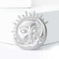 Matte Gold Alloy Sun Moon Brooch Pin For Creative Apparel Decoration view 2