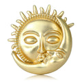 Matte Gold Alloy Sun Moon Brooch Pin For Creative Apparel Decoration view 1