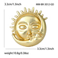 Matte Gold Alloy Sun Moon Brooch Pin For Creative Apparel Decoration view 4