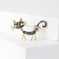 Alloy Enamel Long Tail Cat Brooch For Cute Apparel view 2