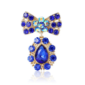Alloy Rhinestone Bow Brooch With Pendant For Women's Clothing