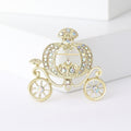 Alloy Rhinestone Pumpkin Carriage Brooch Fairy Tale Lapel Pin view 1