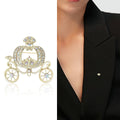 Alloy Rhinestone Pumpkin Carriage Brooch Fairy Tale Lapel Pin view 2