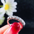 Celebrity Style Simple Women's Single Row Round Zircon Band Ring, Stackable Couple Jewelry view 4