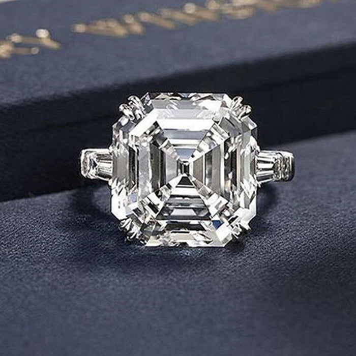 Luxury Square Simulated Diamond Ring With 10x10mm Sparkling Zircon Wedding Jewelry