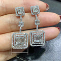 Geometric Trapezoid Square Micro Pave Zircon Long Drop Earrings, Luxury Fashion Ear Jewelry view 4