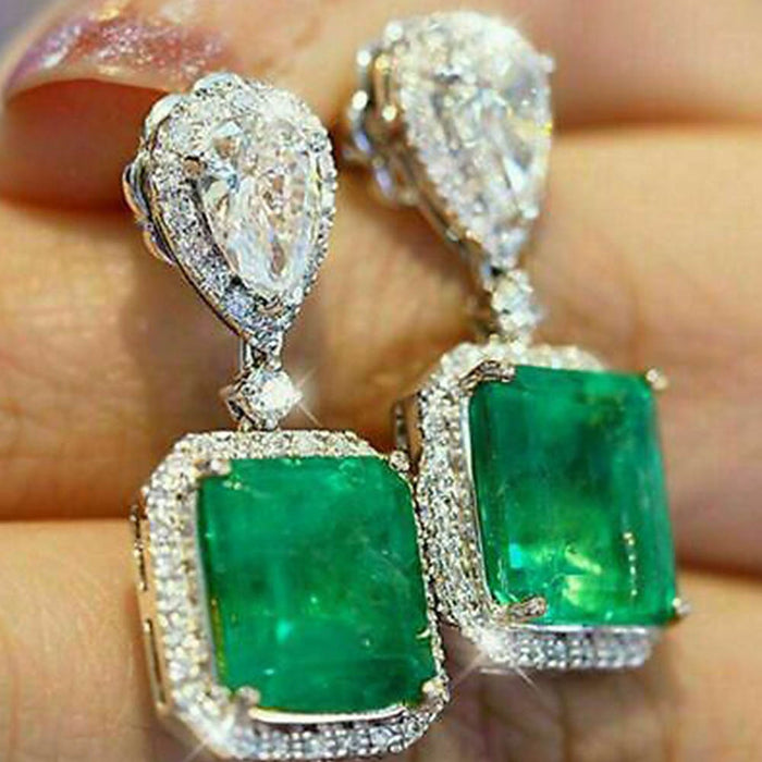 Elegant Geometric Zircon Drop Earrings For Women, French Style Long Teardrop Dangle Jewelry