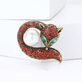 Alloy Rhinestone Fox Brooch Pin For Women Coat Suits view 2
