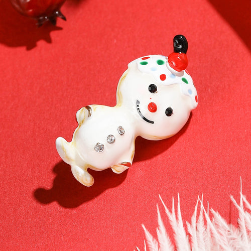 Alloy Enamel Snowman Brooch For Christmas Clothing Accessories