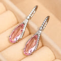 Elegant Pear Shape Pink Zircon Water Drop Long Earrings For Women Fine Fashion Jewelry view 6