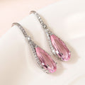 Elegant Pear Shape Pink Zircon Water Drop Long Earrings For Women Fine Fashion Jewelry view 4