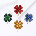Alloy Rhinestone Four Leaf Clover Brooch Pin For Suits And Coats view 2