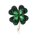 Alloy Rhinestone Four Leaf Clover Brooch Pin For Suits And Coats view 1