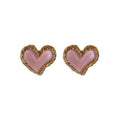 Pink Heart Metal Stud Earrings With Silver Needle, Korean Fresh Sweet Summer Fashion Jewelry view 5
