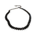 Full Rhinestone Spliced Metal Choker Necklace With Geometric Letter Pendant Trendy Fashion Collar view 5