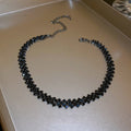 Full Rhinestone Spliced Metal Choker Necklace With Geometric Letter Pendant Trendy Fashion Collar view 4