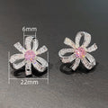Korean Japanese Style Pink Floral Stud Earrings Light Luxury Sweet Flower Ear Jewelry view 4