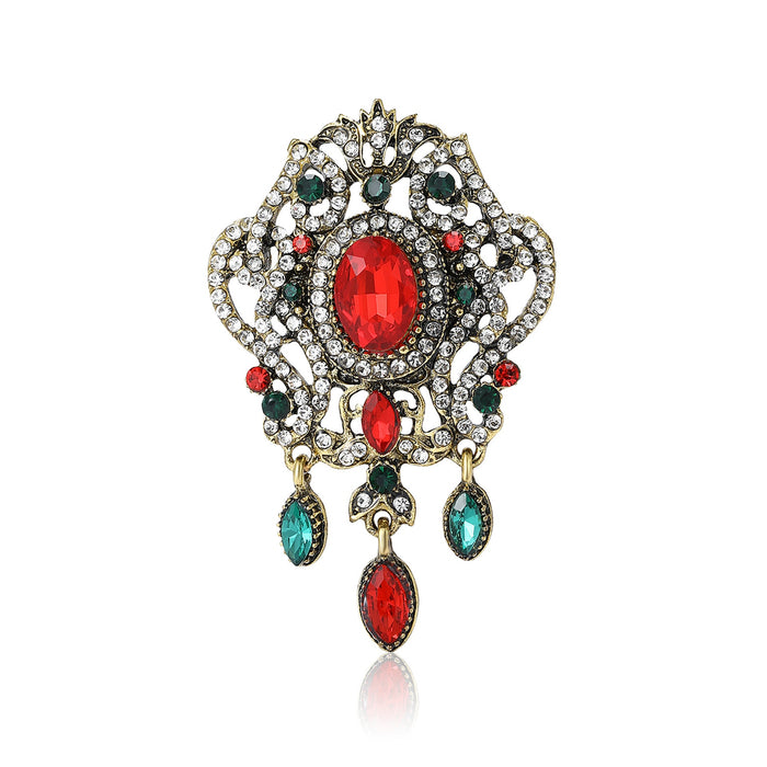 Metal Alloy Baroque Rhinestone Brooch For Blazers And Shawls