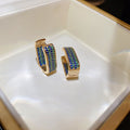 Light Luxury Zircon Geometric U Shaped Metal Hoop Earrings For Women Korean OL Fashion Ear Cuffs view 3