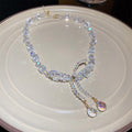 Light Luxury Artificial Crystal Bow Necklace For Women, Elegant Clavicle Chain Jewelry view 4