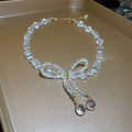 Light Luxury Artificial Crystal Bow Necklace For Women, Elegant Clavicle Chain Jewelry view 2