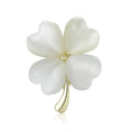 Alloy Cat Eye Stone Clover Brooch Pin For Women's Coats view 5