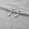 Elegant Geometric Gold Alloy Line Faux Pearl Stud Ear Jacket Front Back Ear Cuff Drop Earrings view 3