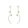 Elegant Geometric Gold Alloy Line Faux Pearl Stud Ear Jacket Front Back Ear Cuff Drop Earrings view 5