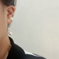 Elegant Geometric Gold Alloy Line Faux Pearl Stud Ear Jacket Front Back Ear Cuff Drop Earrings view 1