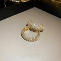 Rhinestone C-Shaped Metal Hoop Earrings For Women Geometric Round Statement European Style view 3