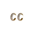 Rhinestone C-Shaped Metal Hoop Earrings For Women Geometric Round Statement European Style view 5