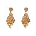Alloy Cat Eye Stone Hollow Leaf Tassel Drop Earrings, Statement Long Western Style view 5