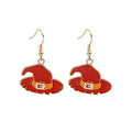 Vintage Halloween Enamel Alloy Pumpkin Ghost Witch Hat Drop Dangle Party Earrings view 5