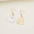 Vintage Halloween Enamel Alloy Pumpkin Ghost Witch Hat Drop Dangle Party Earrings view 3