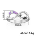 Micro Pave Zircon Ring With Inverted Number 8 Heart And Family Letter Design view 5