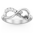 Micro Pave Zircon Ring With Inverted Number 8 Heart And Family Letter Design view 2
