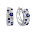 Korean Style Blue And White Round Micro Pave Zircon Huggie Earrings, Delicate Versatile Ear Jewelry view 6