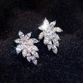 Super Sparkle Marquise Zircon Crystal Leaf Stud Earrings For Women, European Creative Jewelry view 6