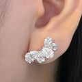 Korean Style Micro Pave Teardrop Zircon Flower Petal Stud Earrings For Women Daily Jewelry view 1