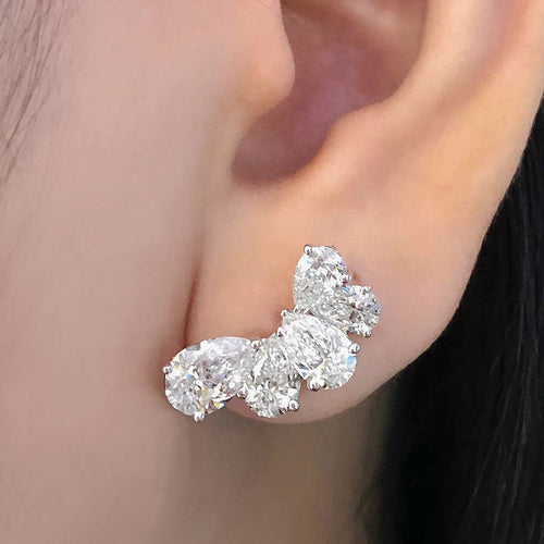 Korean Style Micro Pave Teardrop Zircon Flower Petal Stud Earrings For Women Daily Jewelry