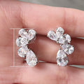Korean Style Micro Pave Teardrop Zircon Flower Petal Stud Earrings For Women Daily Jewelry view 5