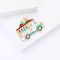Metal Alloy Enamel Ice Cream Truck Brooch For Women Apparel view 4