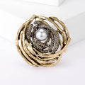 Alloy Rhinestone Bird Nest Brooch With Pearl Branch Accent view 4