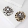 Alloy Rhinestone Bird Nest Brooch With Pearl Branch Accent view 1