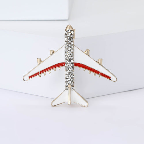 Alloy Rhinestone Airplane Brooch Pin For Suit And Coat Decor