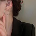 Alloy Metal Geometric Hoop Earrings Korean Minimalist Round Silver Pin Earrings For Women view 4
