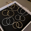 Alloy Metal Geometric Hoop Earrings Korean Minimalist Round Silver Pin Earrings For Women view 1