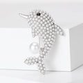 Alloy Pearl Dolphin Brooch Pin For Cute Apparel Decoration view 4