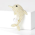 Alloy Pearl Dolphin Brooch Pin For Cute Apparel Decoration view 2